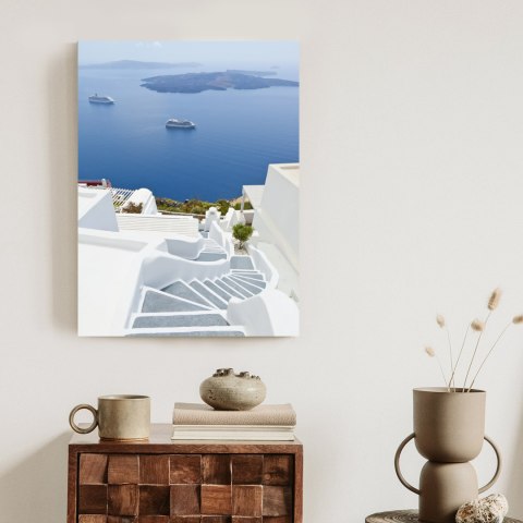 Plakat Santorini Z Malowniczym Widokiem Na Morze