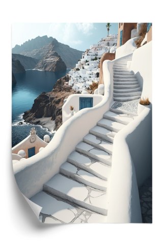 Plakat Urocza Grecka Architektura Na Santorini