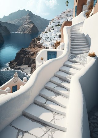 Plakat Urocza Grecka Architektura Na Santorini