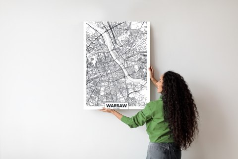 Plakat Warszawa Czarno Biała Szczegółowa Mapa Miasta