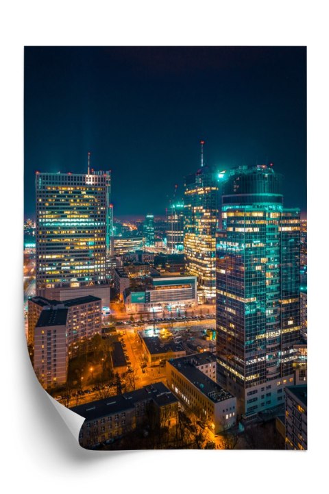 Plakat Warszawa Nocą Z Lotu Ptaka