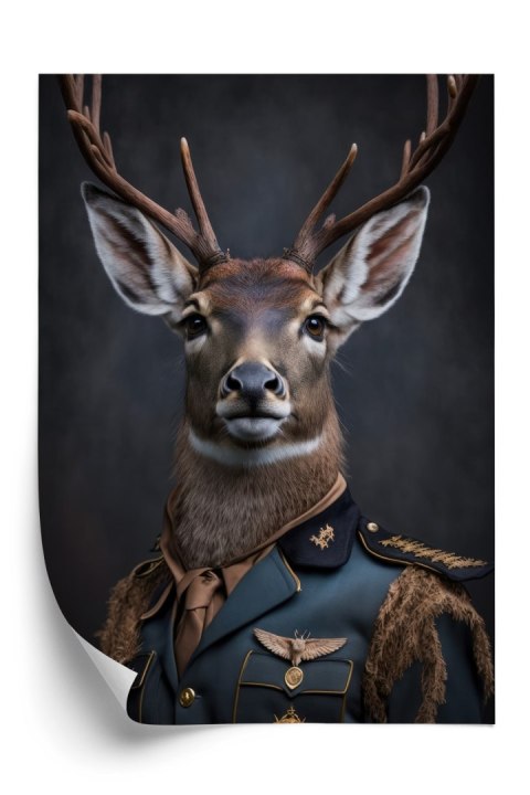 Plakat Jeleń W Wojskowym Mundurze