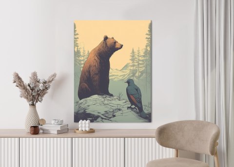 Plakat Niedźwiedź Brunatny Na Tle Śnieżnych Wzgórz