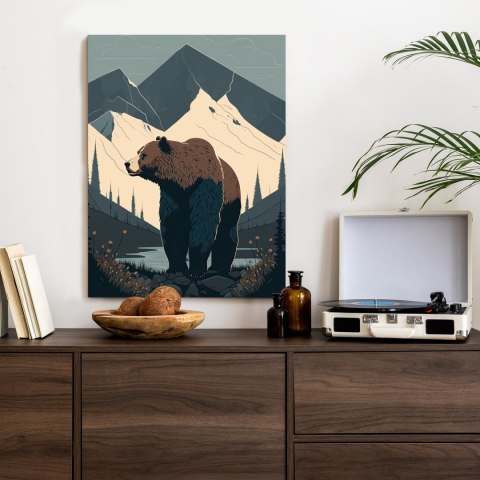 Plakat Niedźwiedź W Górach Na Ilustracji