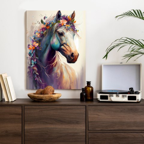 Plakat Piękny Koń Z Kwiatami W Grzywie