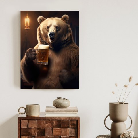Plakat Śmieszny Słodki Miś Z Kuflem Piwa