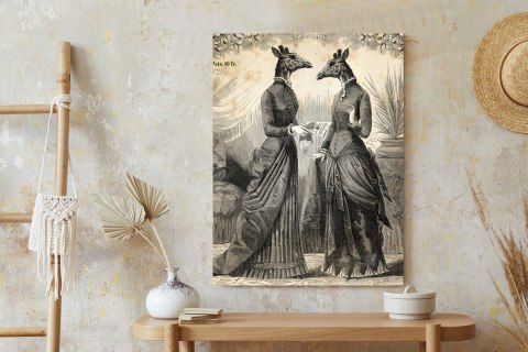 Plakat Ilustracja Z Żyrafami Vintage