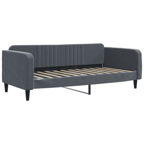 Sofa rozsuwana z szufladami, ciemnoszara, 90x200 cm, aksamit