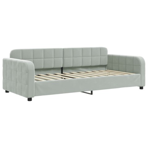 Sofa z materacem do spania, jasnoszara, 90x200 cm, aksamit