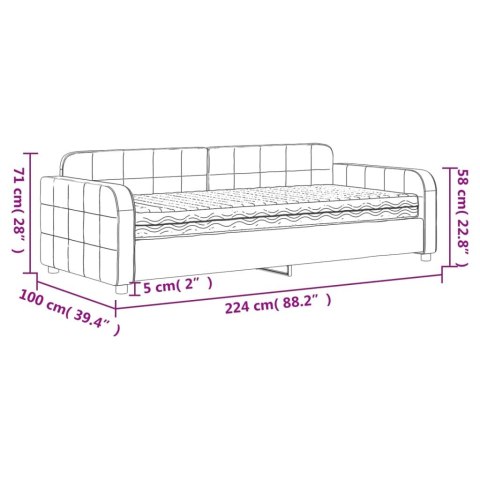 Sofa z materacem do spania, jasnoszara, 90x200 cm, aksamit