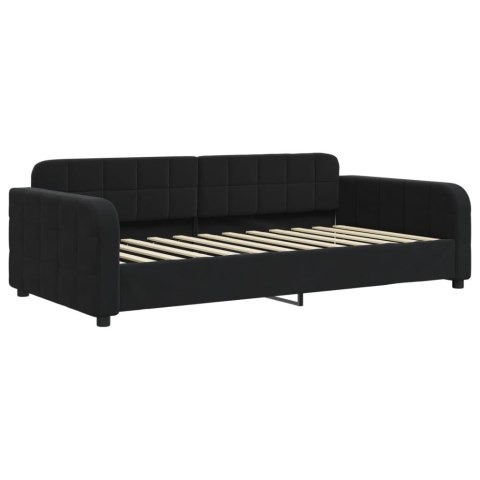Sofa rozsuwana z materacami, czarna, 100x200 cm, aksamit