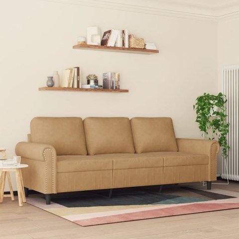 Sofa 3-osobowa, brązowa, 180 cm, tapicerowana aksamitem