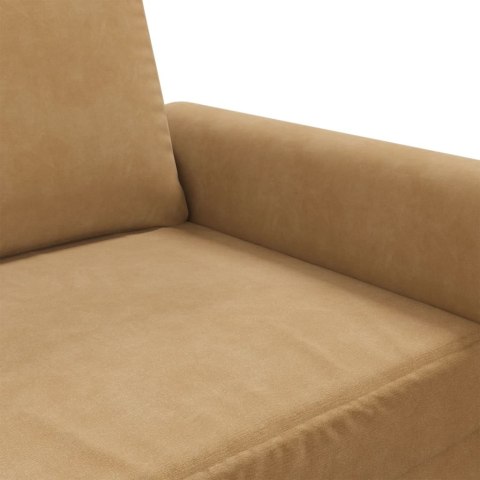 Sofa 3-osobowa, brązowa, 180 cm, tapicerowana aksamitem