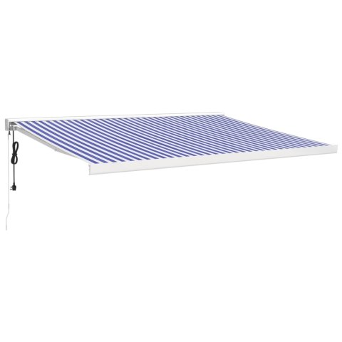 Zwijana markiza, niebiesko-biała, 4x3 m, tkanina i aluminium