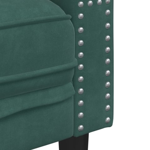 2-cz. wypoczynek Chesterfield z wałkami, ciemnozielony, aksamit