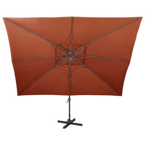 Parasol wiszący z podwójną czaszą, 400x300 cm, terakota