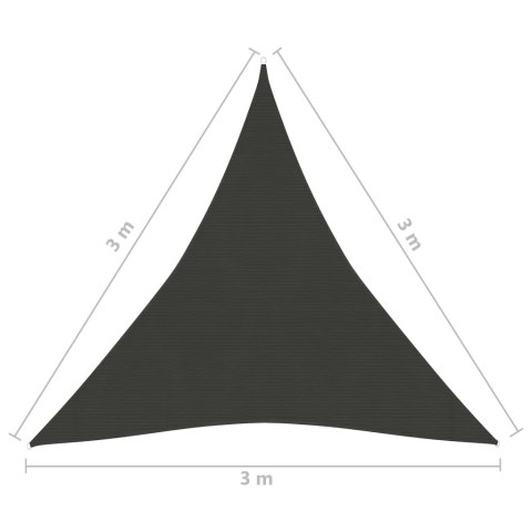 Żagiel przeciwsłoneczny, 160 g/m², antracytowy, 3x3x3 m, HDPE