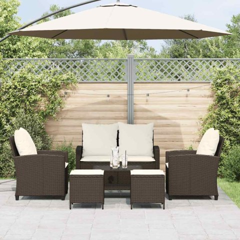 6-cz. zestaw wypoczynkowy do ogrodu, z poduszkami, brązowy