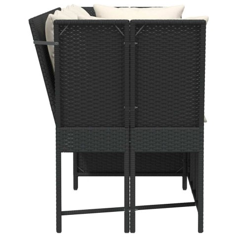 Fotel ogrodowy z poduszkami, rattan PE, czarny