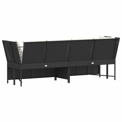 Fotel ogrodowy z poduszkami, rattan PE, czarny