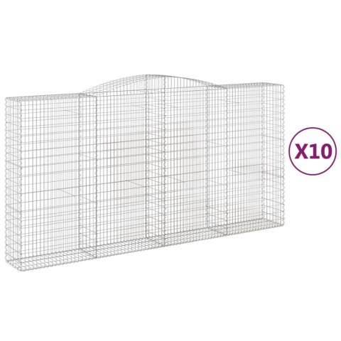 Kosze gabionowe, 10 szt, 400x50x200/220cm, galwanizowane żelazo