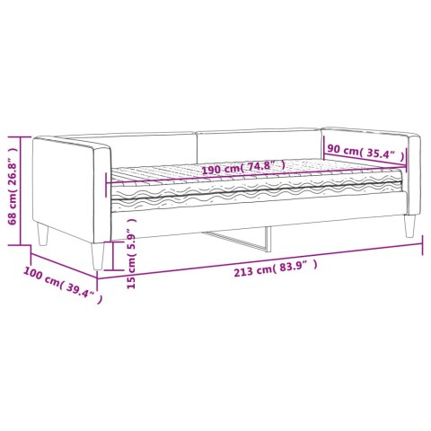 Sofa z materacem, ciemnoszara, 90x190 cm, tkanina