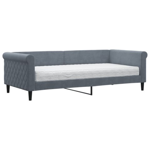 Sofa z materacem do spania, ciemnoszara, 90x200 cm, aksamit
