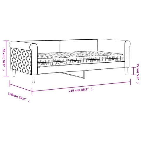 Sofa z materacem do spania, czarna, 90x190 cm, aksamit