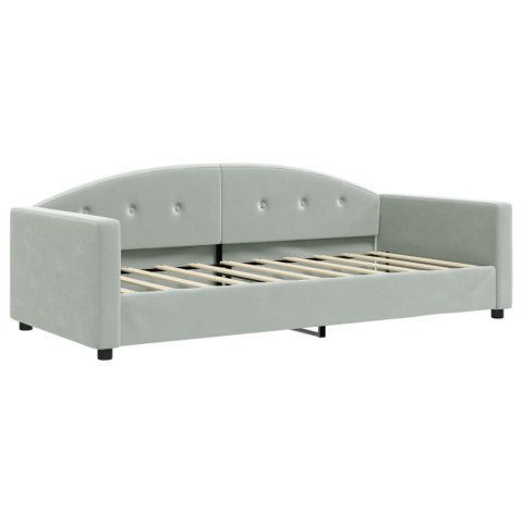 Sofa z materacem do spania, jasnoszara, 90x190 cm, aksamit