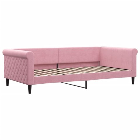 Sofa z materacem do spania, różowa, 100x200 cm, aksamit