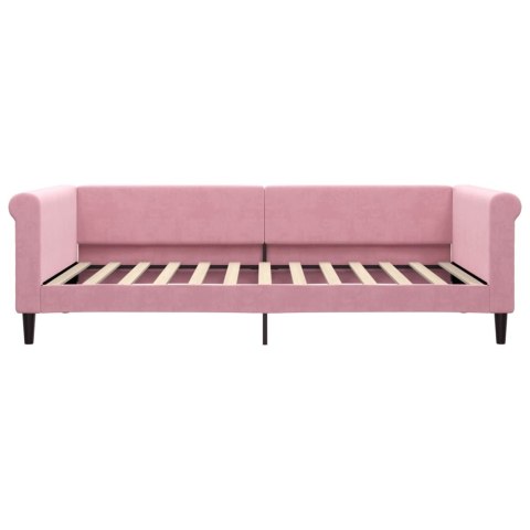 Sofa z materacem do spania, różowa, 100x200 cm, aksamit