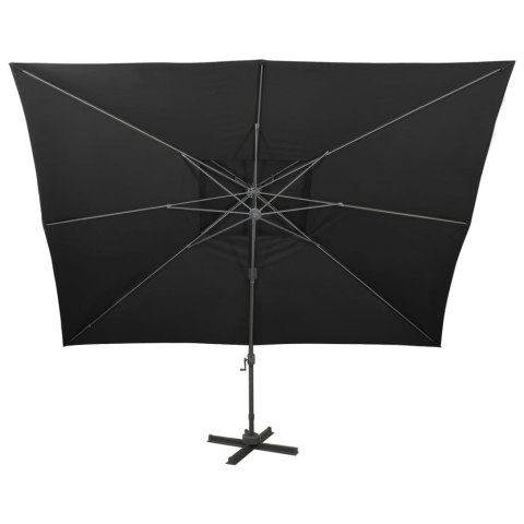 Parasol wiszący z podwójną czaszą, 400x300 cm, czarny