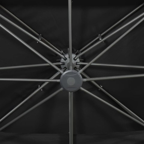Parasol wiszący z podwójną czaszą, 400x300 cm, czarny