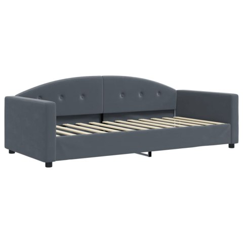 Sofa rozsuwana z szufladami, ciemnoszara, 90x200 cm, aksamit