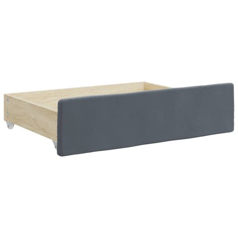 Sofa rozsuwana z szufladami, ciemnoszara, 90x200 cm, aksamit