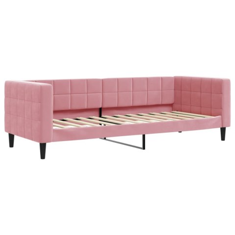 Sofa z materacem do spania, różowa, 80x200 cm, aksamit