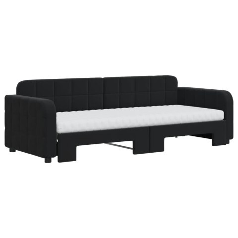Sofa rozsuwana z materacami, czarna, 80x200 cm, aksamit