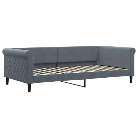 Sofa rozsuwana z szufladami, ciemnoszara, 100x200 cm, aksamit