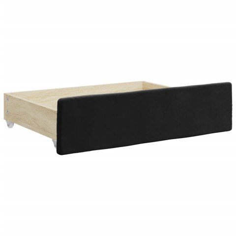 Sofa rozsuwana z szufladami, czarna, 90x200 cm, aksamit