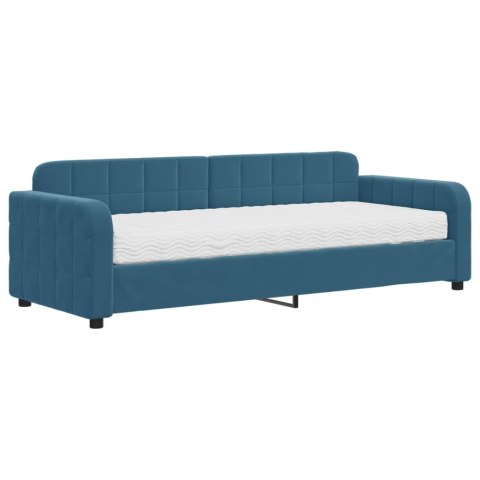 Sofa z materacem do spania, niebieska, 80x200 cm, aksamit