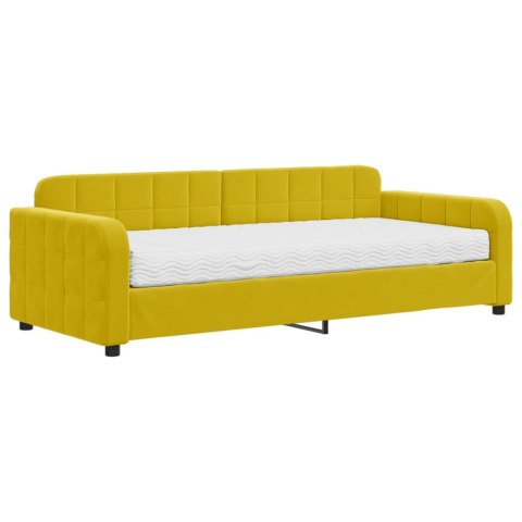 Sofa z materacem do spania, żółta, 90x200 cm, aksamit