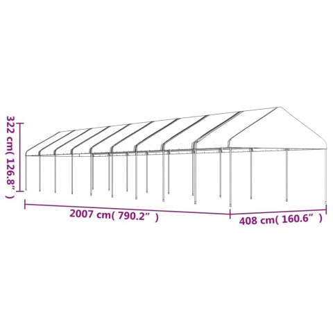 Namiot ogrodowy z dachem, biały, 20,07x4,08x3,22 m, polietylen