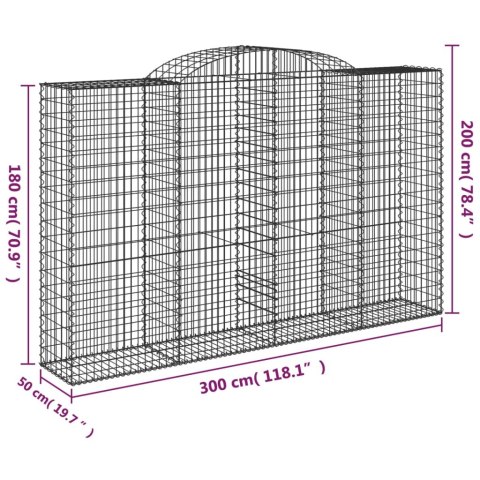 Kosze gabionowe, 10 szt, 300x50x180/200cm, galwanizowane żelazo