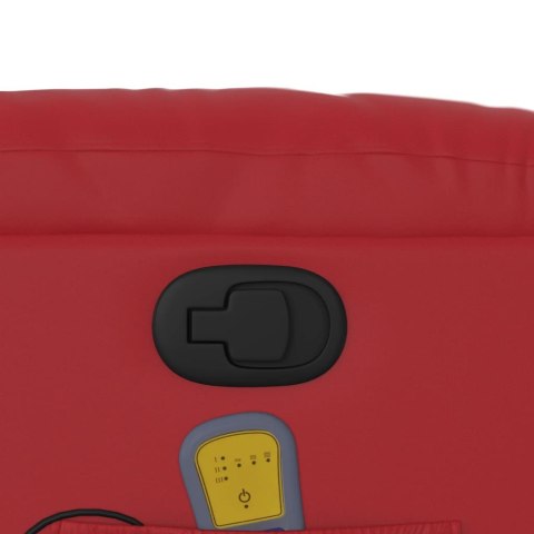 Podnoszony fotel masujący, rozkładany, czerwony, ekoskóra