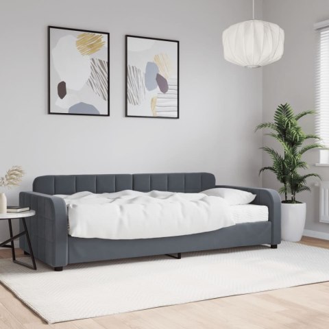 Sofa z materacem do spania, ciemnoszara, 90x200 cm, aksamit
