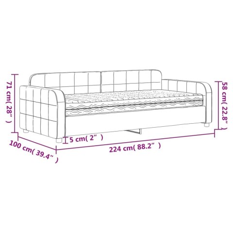 Sofa z materacem do spania, ciemnoszara, 90x200 cm, aksamit