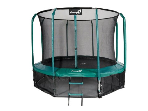 Trampolina Ogrodowa Jumpi 374cm/12FT Maxy Comfort Zielona Z Wewnętrzną Siatką