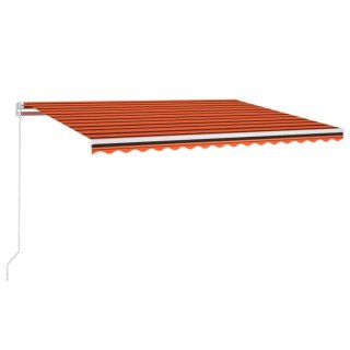 Ręcznie zwijana markiza z LED, 450x300 cm, pomarańczowo-brązowa
