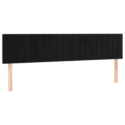 Łóżko kontynentalne z materacem i LED, czarny aksamit 160x200cm