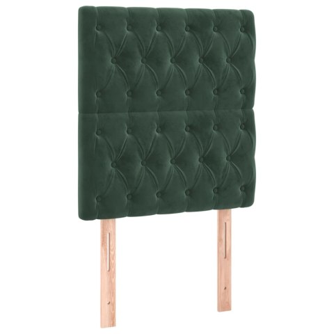 Łóżko kontynentalne z materacem i LED zielony aksamit 100x200cm